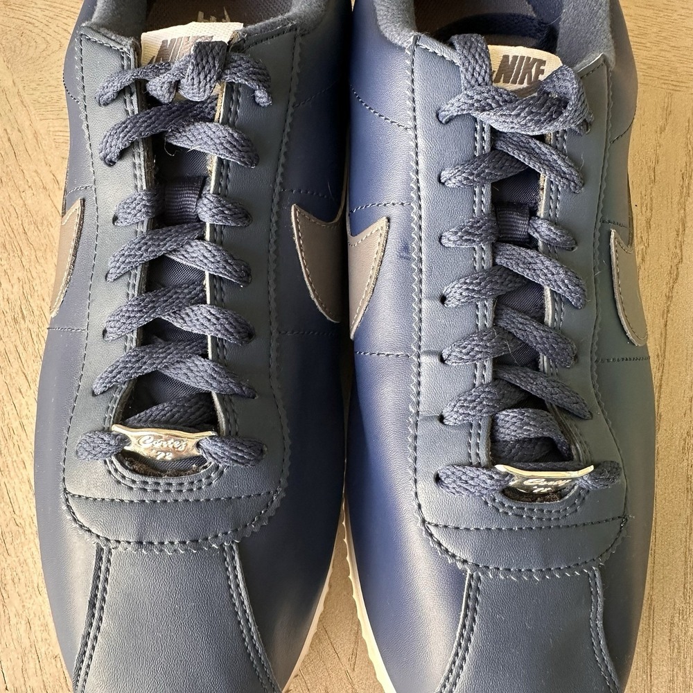 Nike Mens 11 Cortez Basic Leather Navy Blue Gun smoke Gray Sneaker 819719-400 - Picture 5 of 10